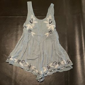 Free people blue/green floral romper